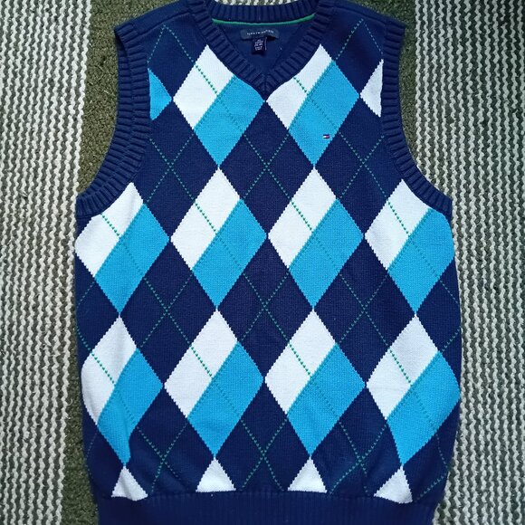 Tommy Hilfiger Argyle Sweater Vest Cotton - Picture 1 of 6